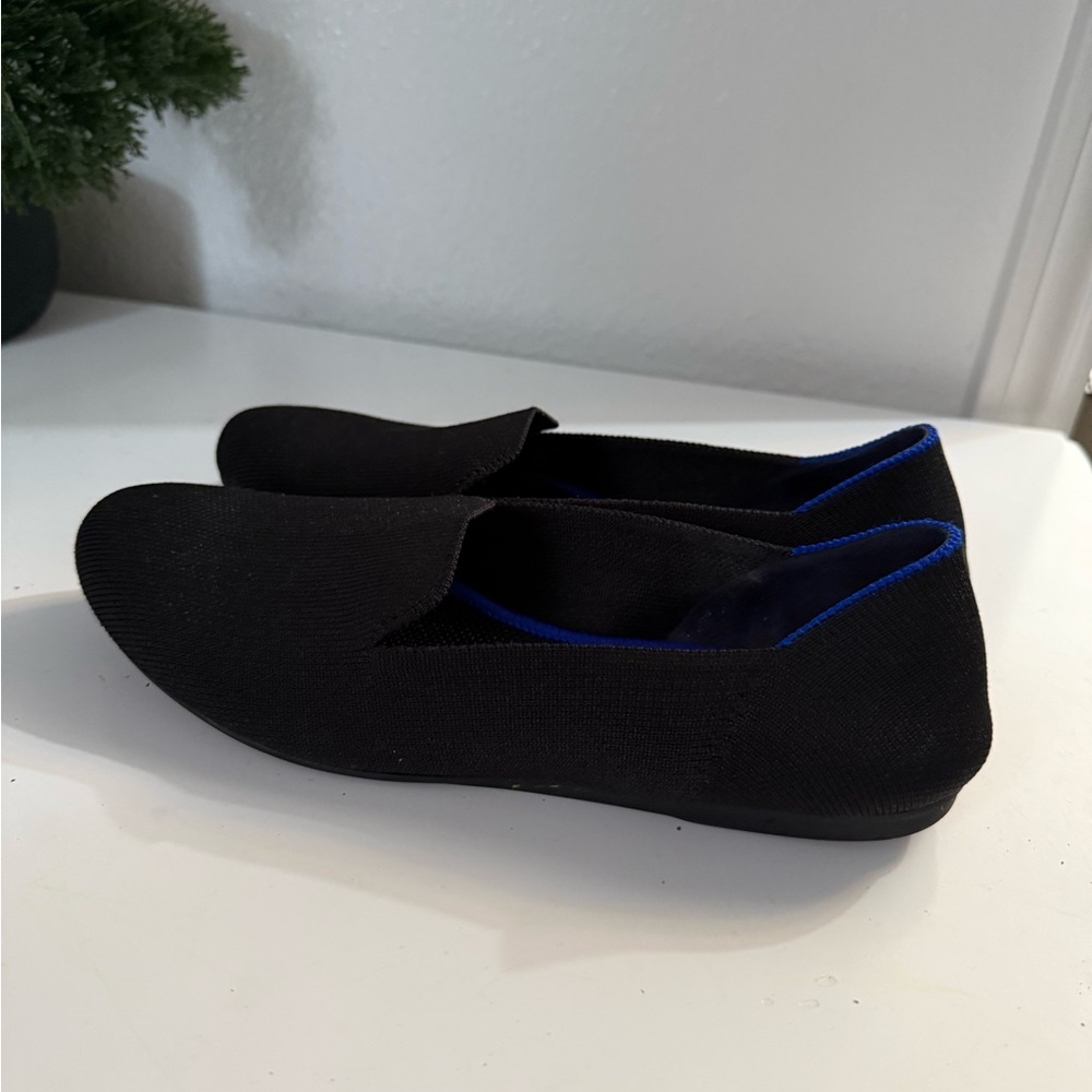 Rothy's Black Loafers with Blue Accent - Picture 2 of 6